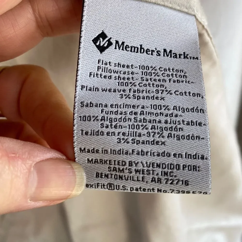 Members Mark King Flat Sheet Luxury Khaki beige